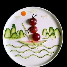 创意蔬菜盘饰摆盘拼盘(黄瓜小船)