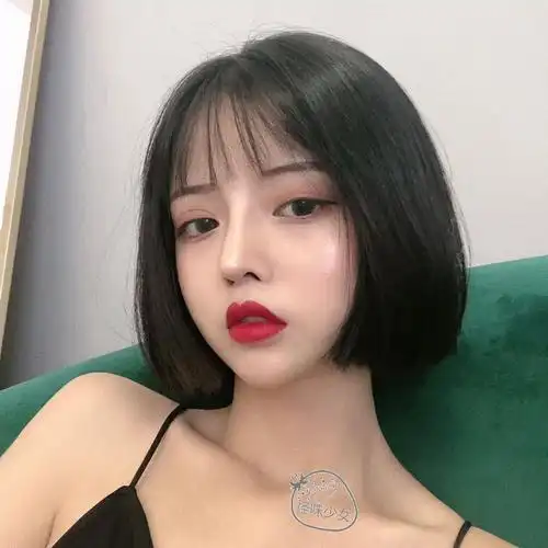 假发女短发网红圆脸修脸bobo头空气刘海气质逼真自然少女全头套式
