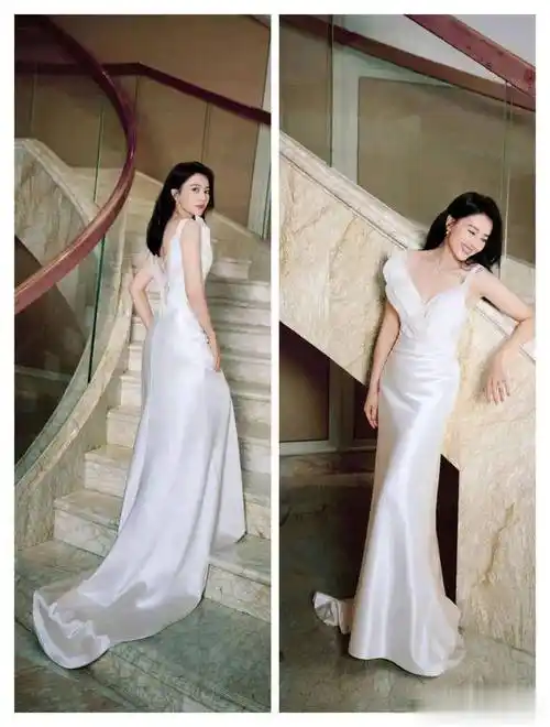 高圆圆的裙装,甜美粉色的优雅,干净白色的纯洁,时尚更有高级感