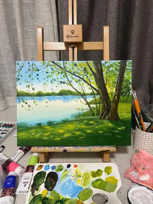 艺术  #绘画过程  #丙烯画装饰画  #风景画  #绘画  #画画  #我的