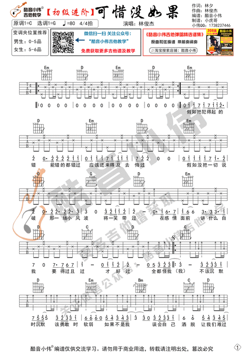 可惜没如果初级进阶酷音小伟吉他教学