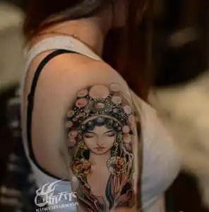 酷玩天下创意手臂性感个性刺青 花旦胳膊纹身贴纸 半甲彩色纹身贴