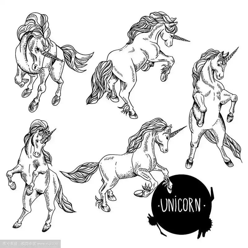 手绘单色独角兽套