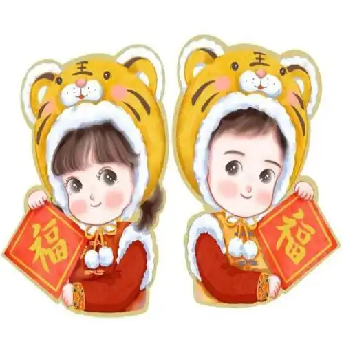 卡通虎年情侣头像,可爱的卡通小老虎新年必备情头