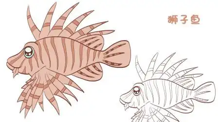 简笔画大全,狮子鱼