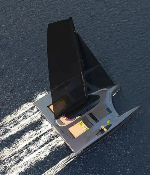 开创性40米零排放三体帆船概念domus号