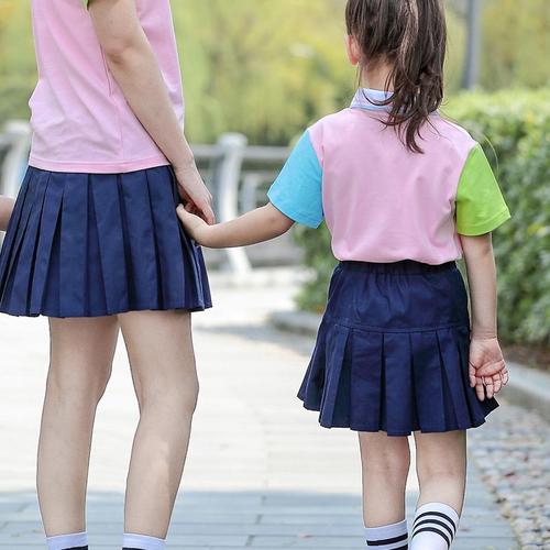 女童校服短裙藏青色校服裤百褶裙纯棉夏季儿童半身裙女学院风夏装