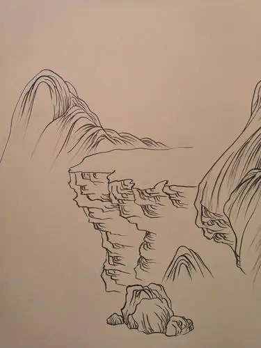 千里江山图山体线面局部