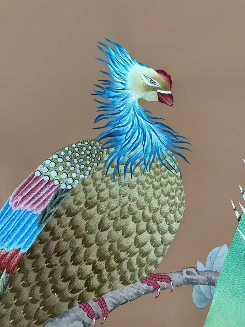 一副纯手绘(百鸟朝凤图)手工刺绣#家居软装搭配 # - 抖音