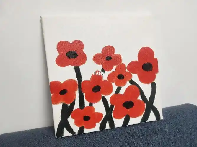 花心黑色 花杆的深绿颜料是很久之前买的,还可以用,色号比较少#丙烯画