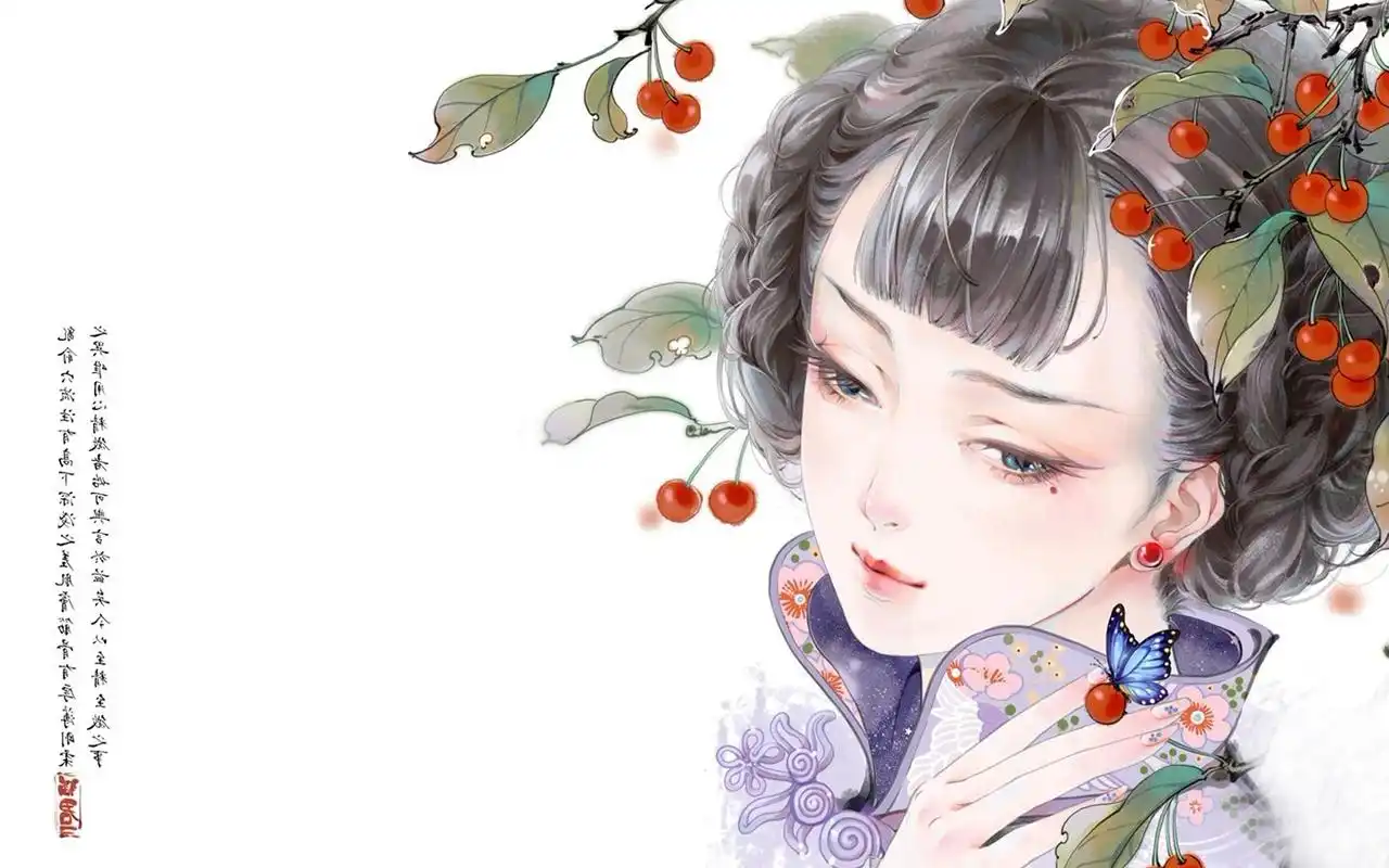 唯美古风手绘人物高清电脑桌面壁纸图片