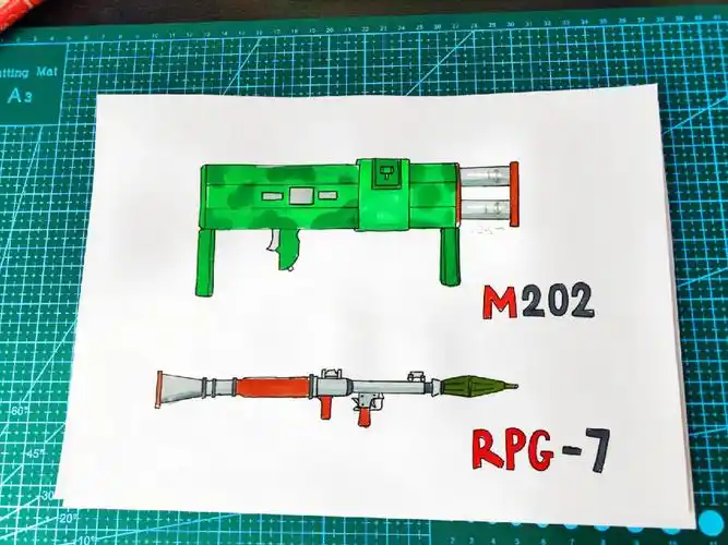 火箭筒m202四连发配线稿