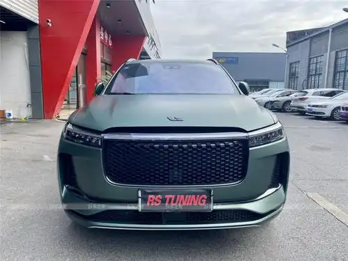 理想one改色3m超哑松石绿改装定制轮毂brembo刹车电动踏板电吸门