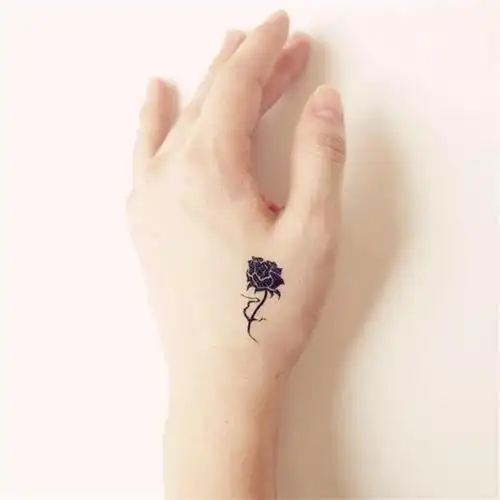 黑色玫瑰花纹身贴防水女持久仿真手指上小图案洗不掉的遮疤痕贴纸