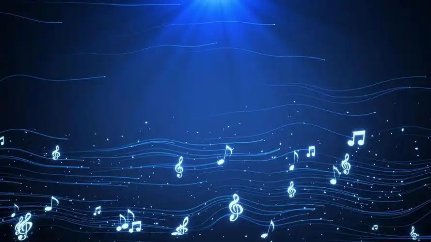 蓝色动态光效粒子音符唯美视频背景唱歌舞台背景