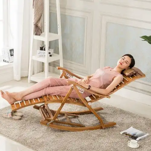 淅减 躺椅折叠逍遥休闲午睡椅沙滩阳台靠背老人家用成人休闲竹摇椅