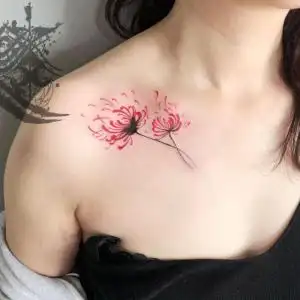 彼岸花纹身贴防水女 持久性感网红仿真锁骨曼珠沙华地狱少女