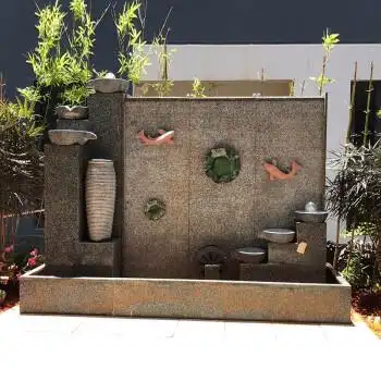 可狄 流水影壁墙室外 中式流水石水幕墙水景定制石材屏风庭院隔断影壁