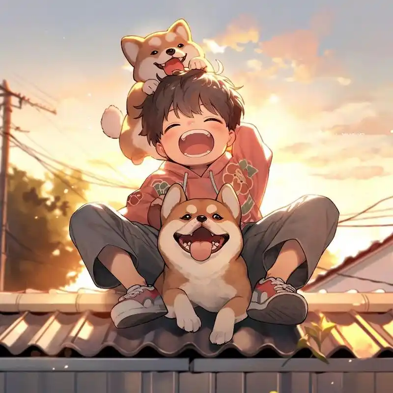 男孩和狗狗98丨治愈系漫画丨男生头像