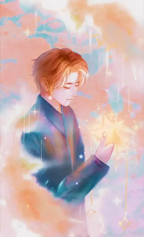 粉丝手绘的蔡徐坤漫画像氛围感