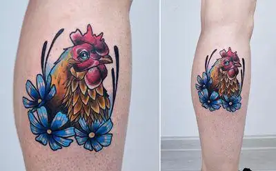 29张男生鸡纹身图片