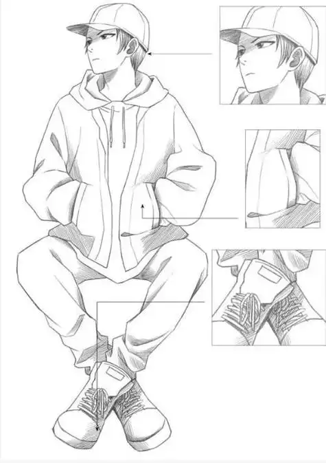 帅气男生简笔画全身画细节