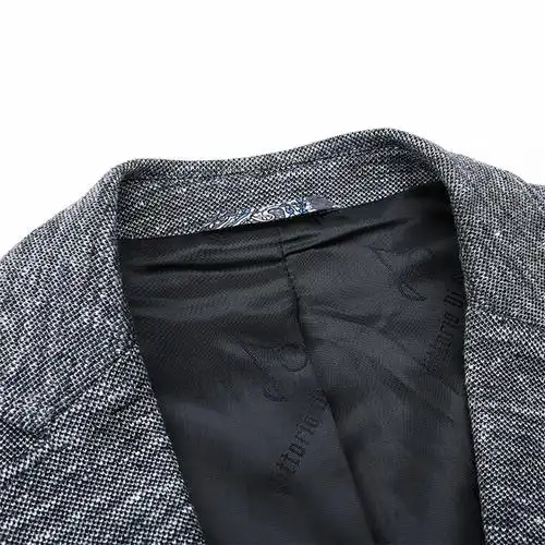 vittorio di giacomo/迪伽默男士休闲单排两粒扣灰色亚麻西服—男士