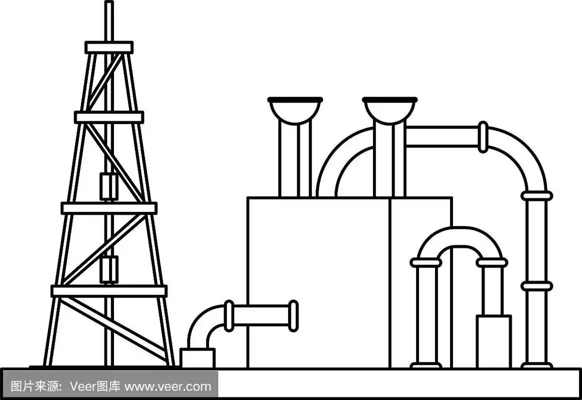 炼油厂和天然气工厂的黑色漫画