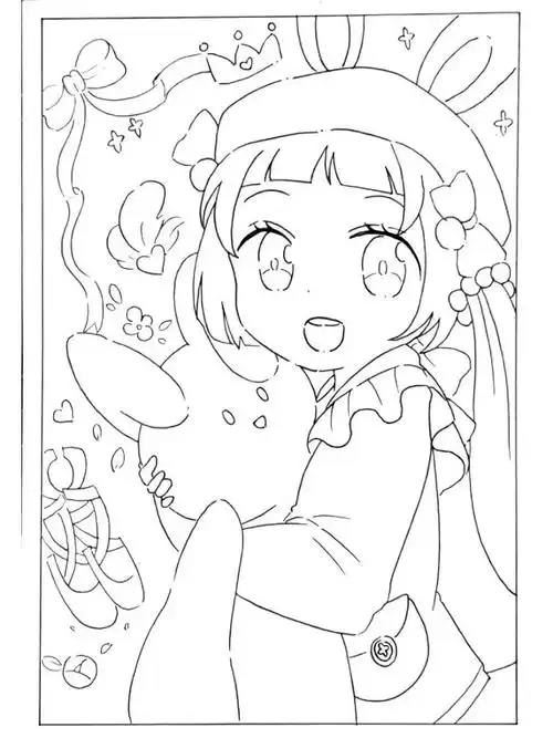 中级动漫女生人物61 半身人物(线稿)