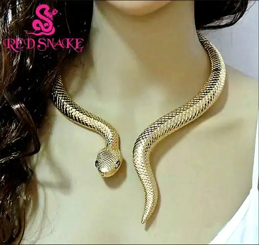金色狂野大气女 重量级女神吸睛款 时尚蛇形 夸张个性大项圈项链
