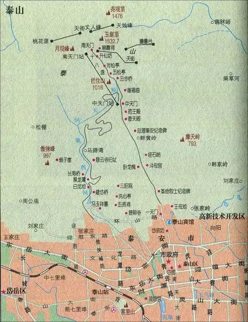 泰山景点导游图山东旅游地图库