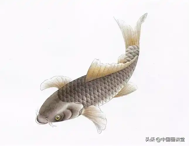 工笔黑鲤鱼