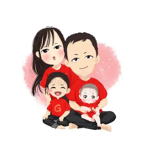 简单手绘卡通化人物头像小插画情侣头像可爱全家福