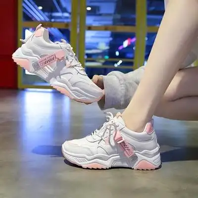 韩版小白春秋少女皮面女生板鞋中学生运动鞋大童女鞋厚底单鞋