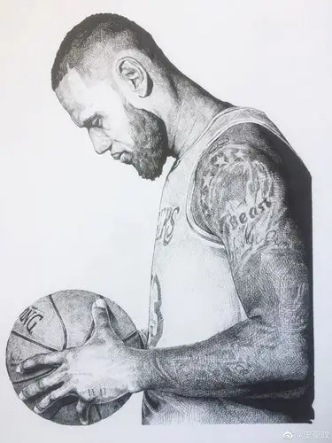 作者史莫政詹姆斯针管笔肖像画