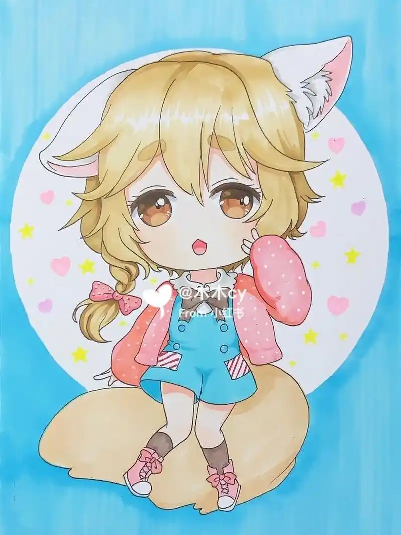 play)马克笔 q版动漫练习[并不简单]   加了背景和不加背景哪个好看