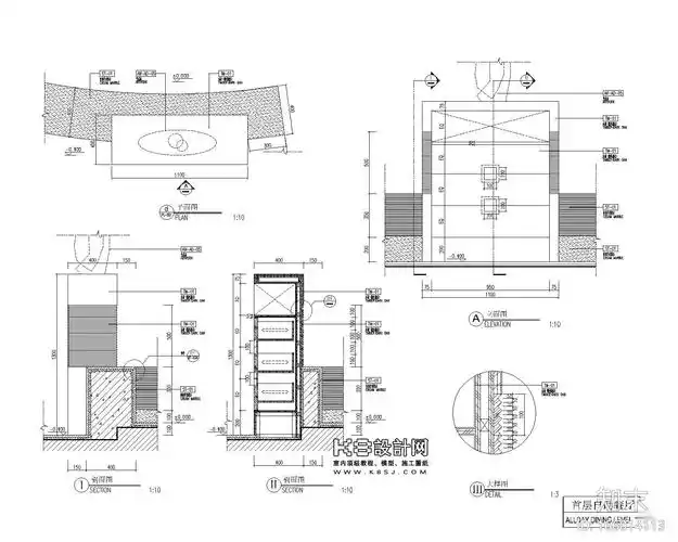 酒店自助餐厅台节点详图施工图下载