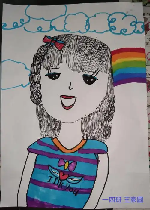 跟着中国人物画的鼻祖顾恺之来画"自画像"活动-学生作品展示