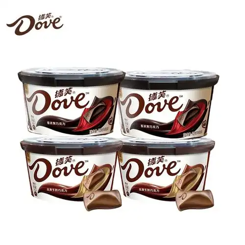 德芙牛奶巧克力小碗112g*4碗零食小吃休闲食品官方黑巧克力旗舰店_爱