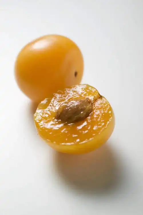 无人,竖图,俯视,室内,特写,白天,白色背景,餐桌,桌子,李子,水果,切开