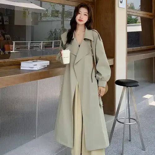 日系中长款风衣外套女春秋2024新款设计感宽松廓形流行大衣潮