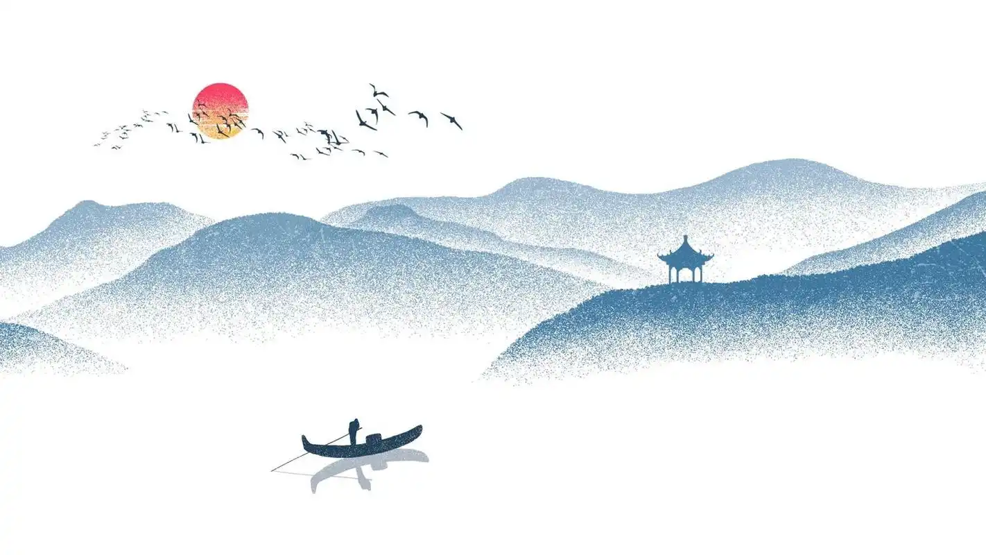 简约意境山水画背景图分享 010101看过很多画,可爱有趣的卡通画