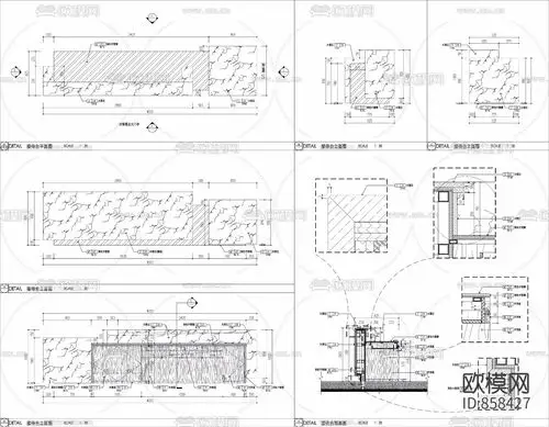 欧模网 > cad施工图下载 节点大样cad施工图下载 公司接待前台节点