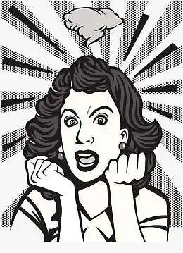 黑白装饰插画抓狂的美女