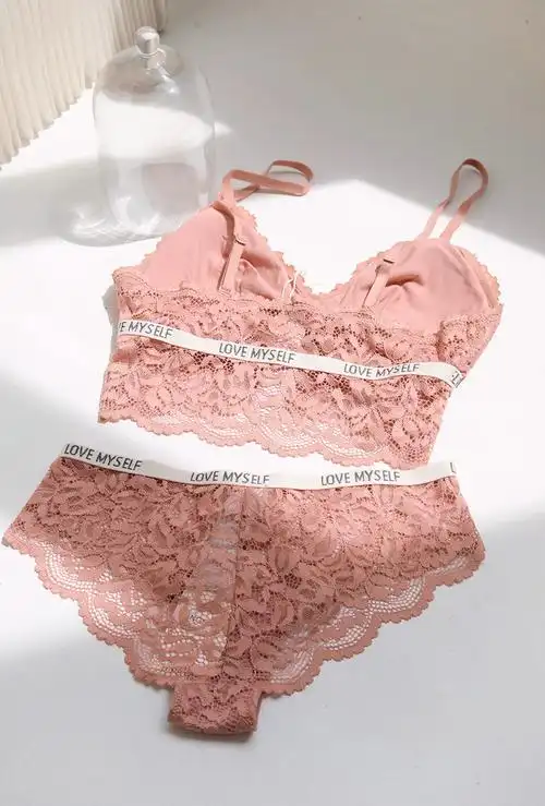 oysho法式蕾丝性感文胸套装lovemyself轻薄无钢圈内衣女小胸聚拢