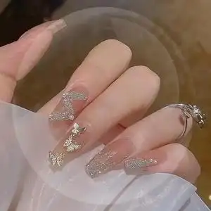 穿戴甲辣妹美甲全贴片ins风甲片式高级感成品中长款冰透色假指甲