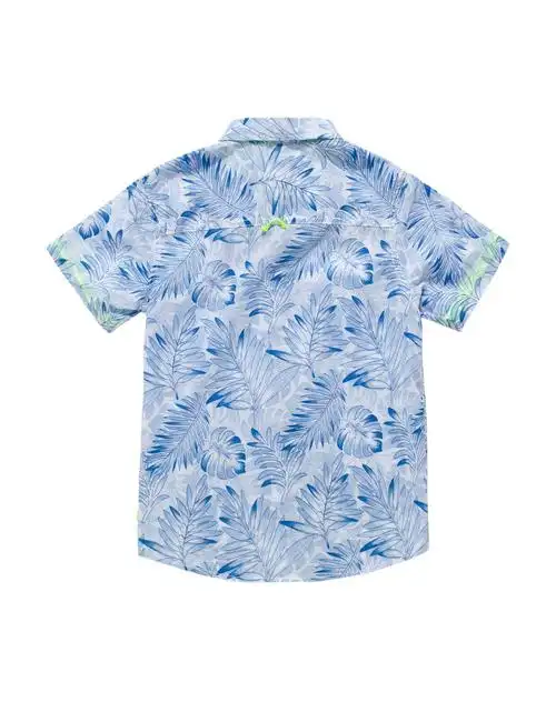 男童白蓝色夏威夷风情短袖衬衫