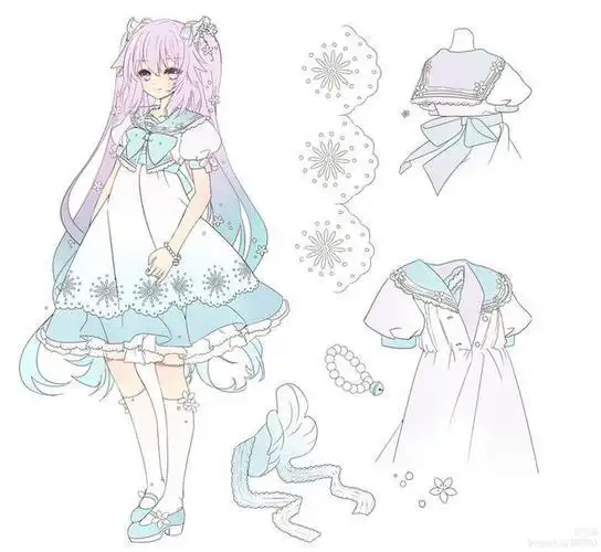 妖孽美男 青春 治愈动露卧女生衣服画法动漫服装可爱衣服简笔画