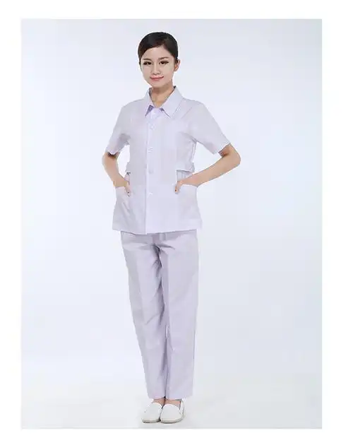 宁爵ningjue护士服分体套装短袖夏装圆领白大褂修身口腔牙科薄款工作