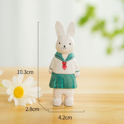 妙普乐创意手工小兔木雕桌面摆件系装饰品小物件简约卡通工艺品礼物